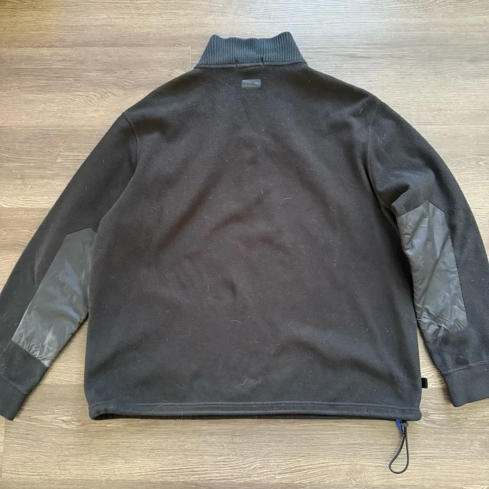 Vintage Polo Ralph Lauren Tech Jacket Black Fleece Crest‎ Zip Mens XL Gorpcore